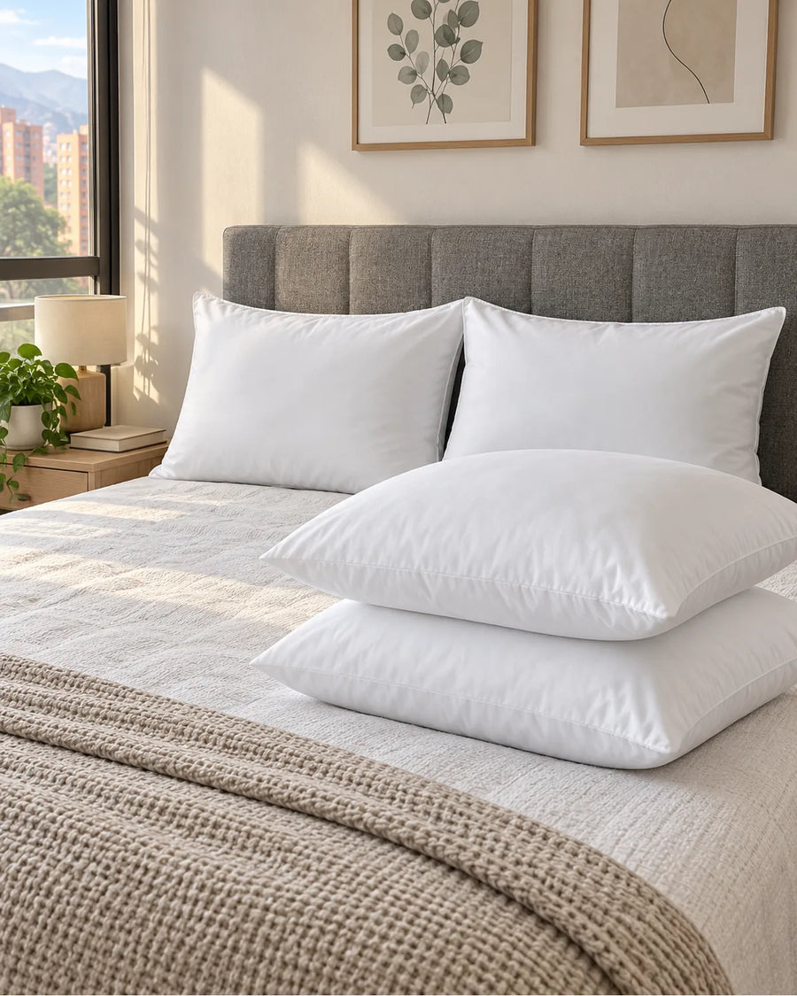 Pack x4 Almohadas de Fibra Siliconada 40×60 cm en uso cotidiano
