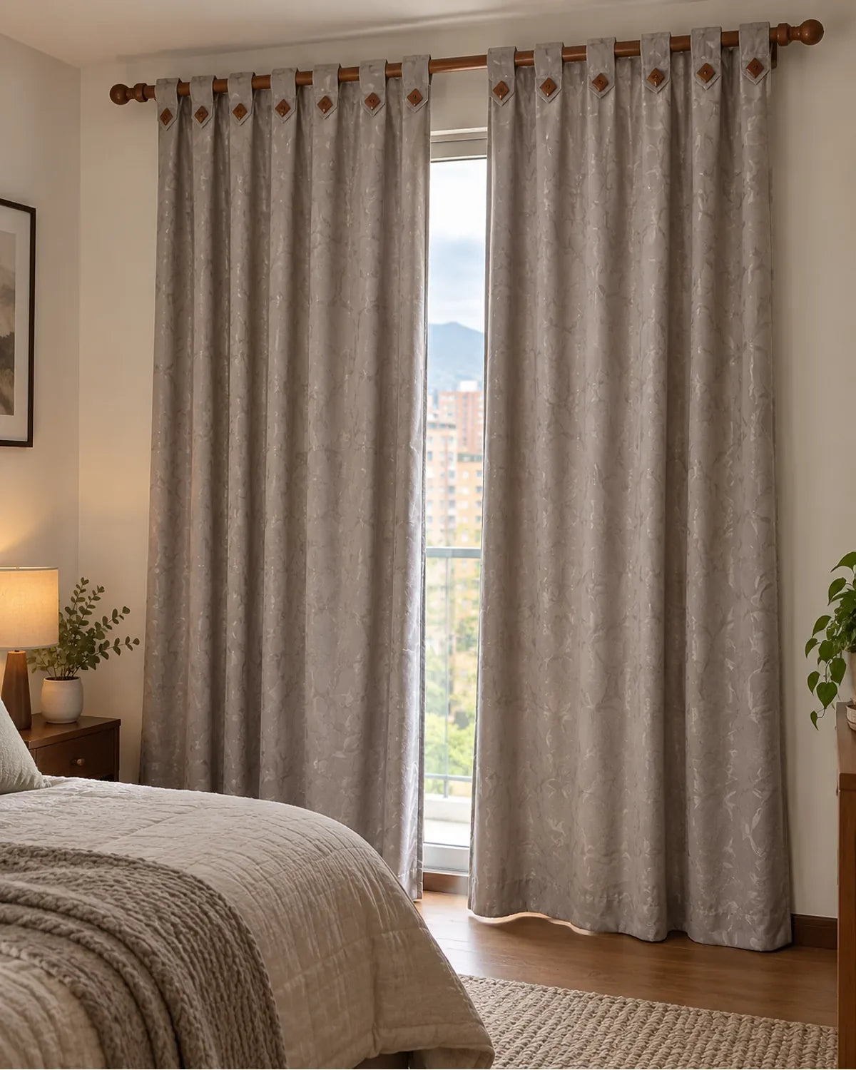 Cortinas Jacquard Blackout — Par 140×210 cm en uso cotidiano