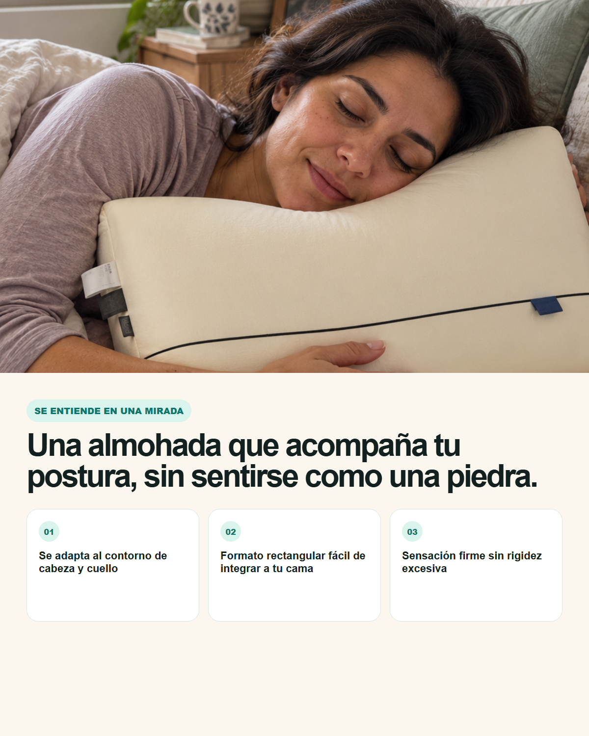 La espuma cede con el peso y recupera gradualmente su forma.
