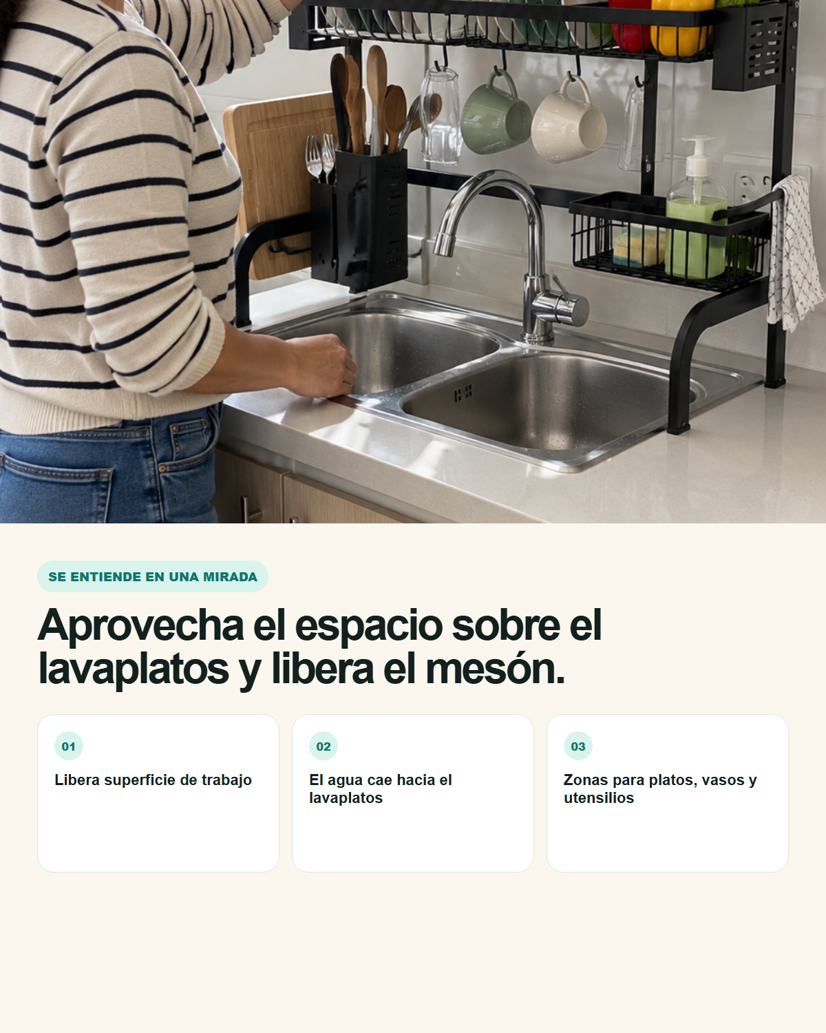 Organizador de Loza sobre Lavaplatos 65 cm - imagen 3