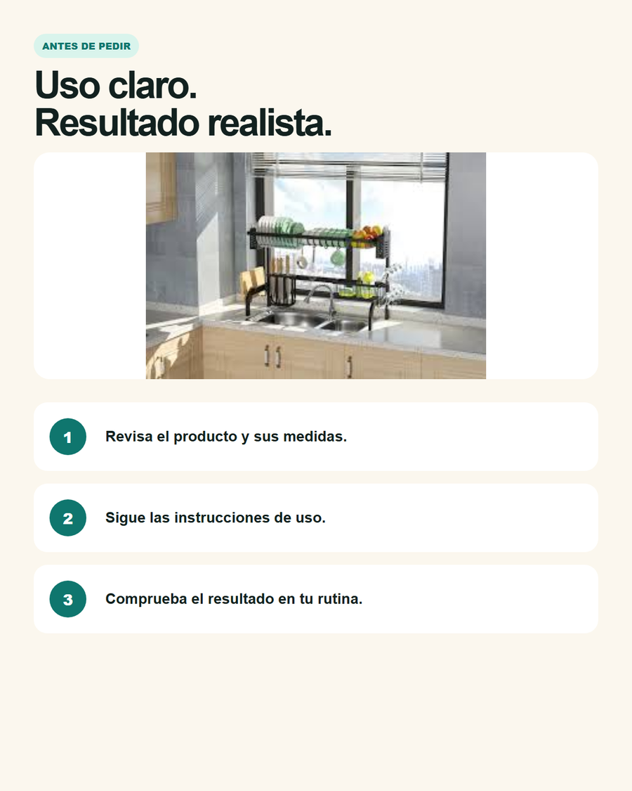 Resultado y contexto de Organizador de Loza sobre Lavaplatos 65 cm