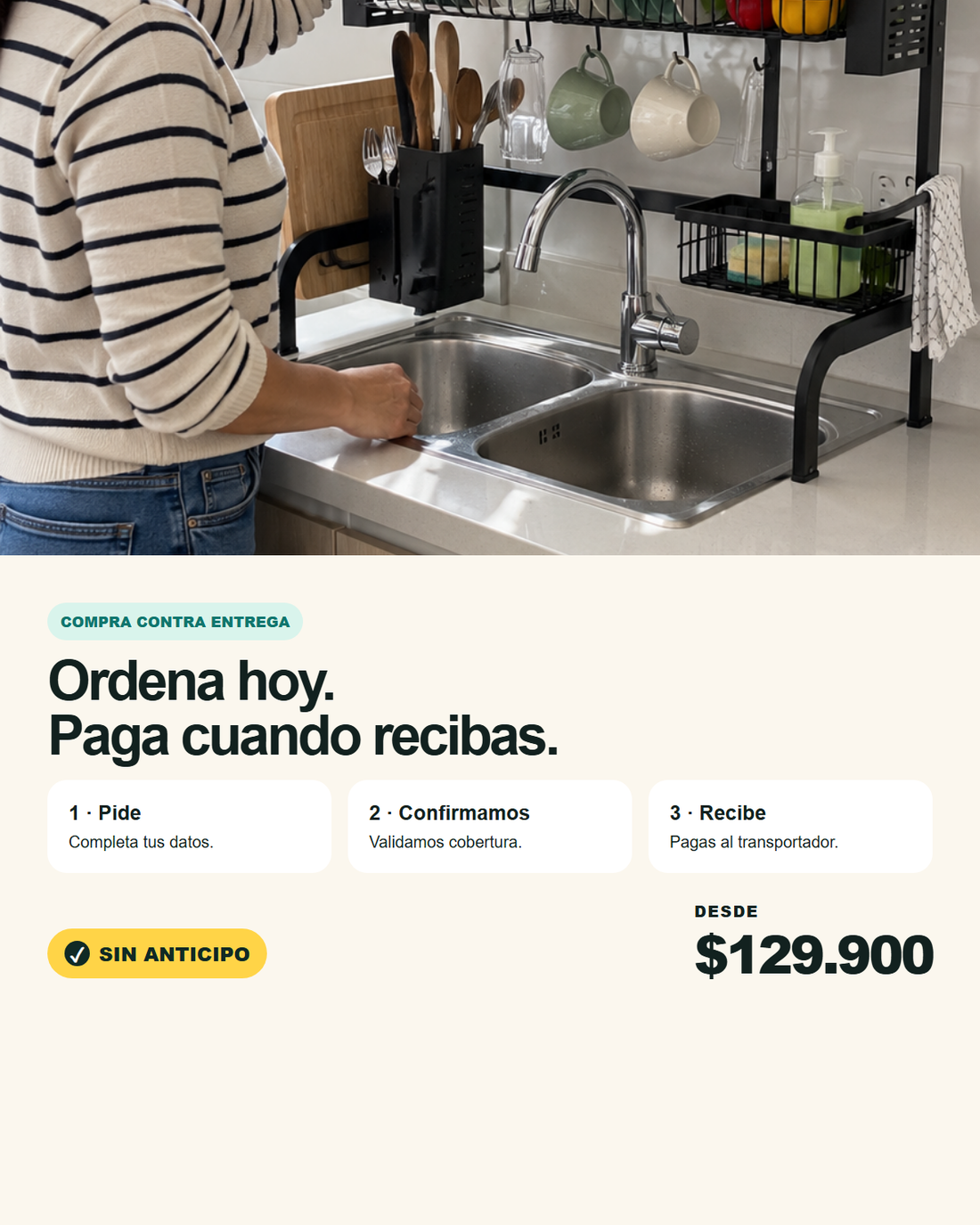 Contenido y especificaciones de Organizador de Loza sobre Lavaplatos 65 cm