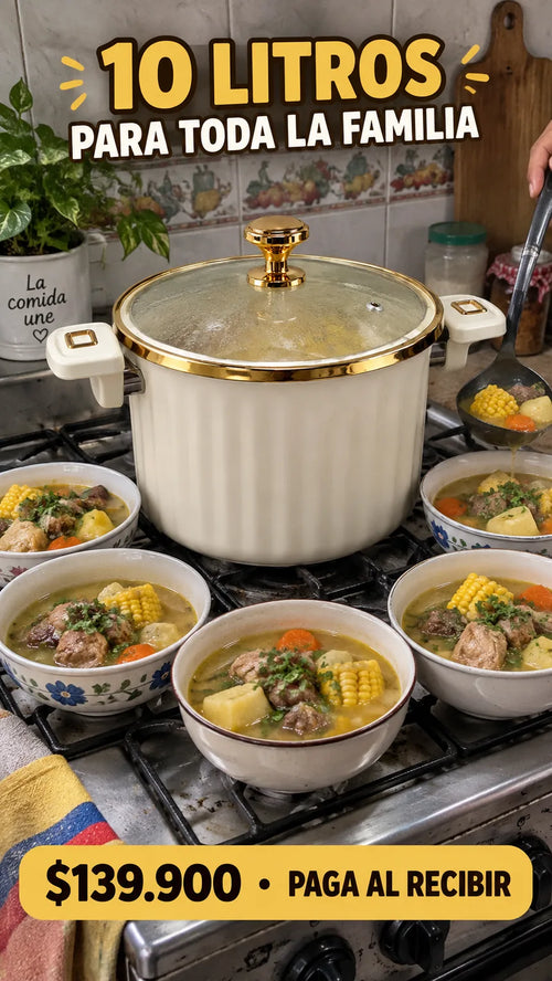 Olla familiar de 10 litros con tapa y set de cocina - imagen 2