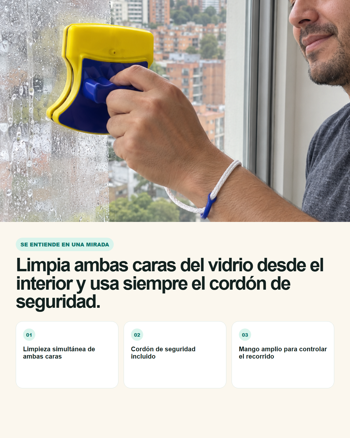 El imán mantiene una pieza a cada lado mientras mueves la interior.